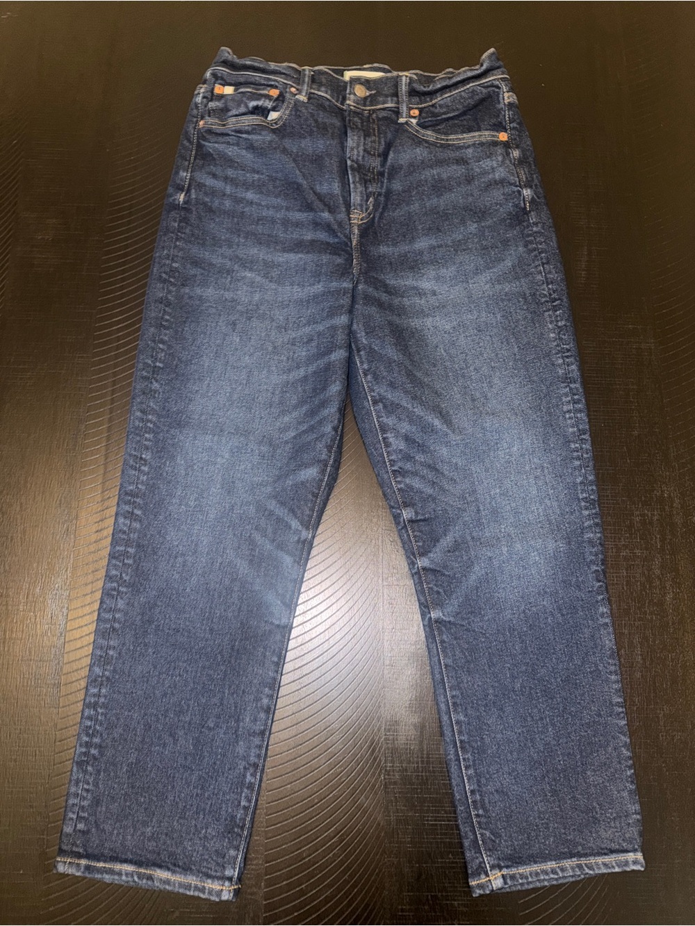 AE77 American Eagle Premium Dark Wash Organic Cotton High Rise Mom Jeans Sz 10S